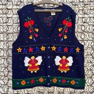 Vintage Angels Ugly Christmas Holiday Sweater Vest  Volup Plus Size 26W